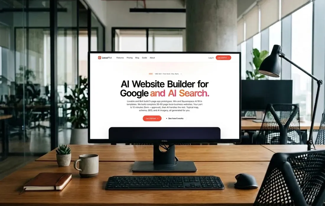 LocusPilot website generation pipeline showing a freshly built local business site